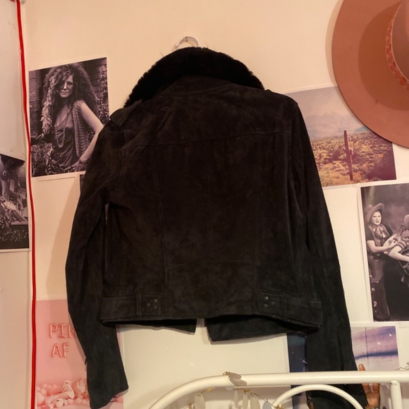 Black leather suede jacket - Picture 4 of 4